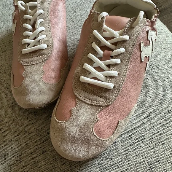 Tory Burch Pink and Cream Sneakers Vintage Double T Trainer pink moon/ivory - Picture 7 of 10